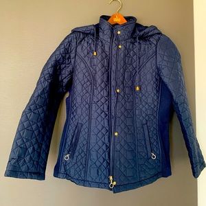 New Navy blue quilted streamlined winter jacket- size 6